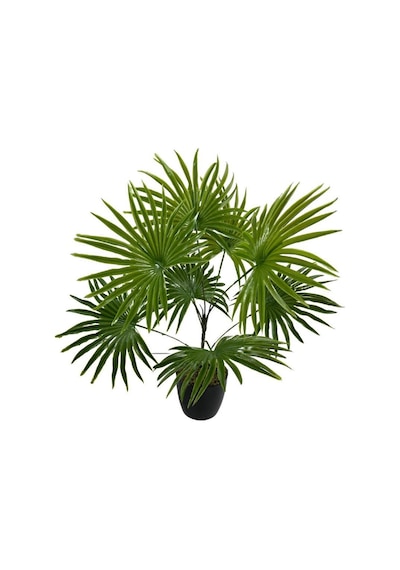 Yapay Çiçek Yelpaze Palmiye 8 Dal 50x40Cm Salon Çiçeği Plastik Si