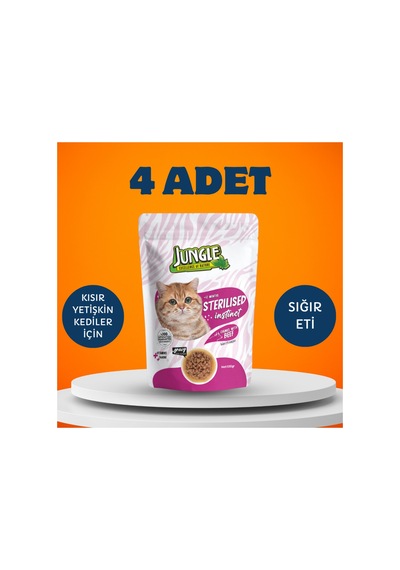 Sterilised Instinct Sığır Etli Yaş Kedi Maması 4 X 100 Gr