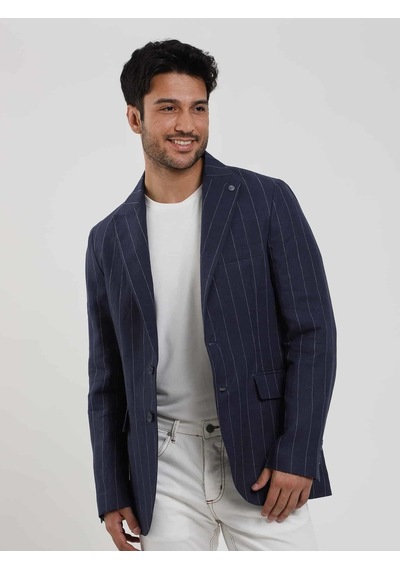 Dufy Lacivert Erkek Regular Fit Çizgili Sivri Yaka Keten Ceket - 104439-lacivert Lacivert Dufy Lacivert Erkek Regular Fit Çizgili Sivri Yaka Keten Ceket - 104439-lacivert Lacivert
