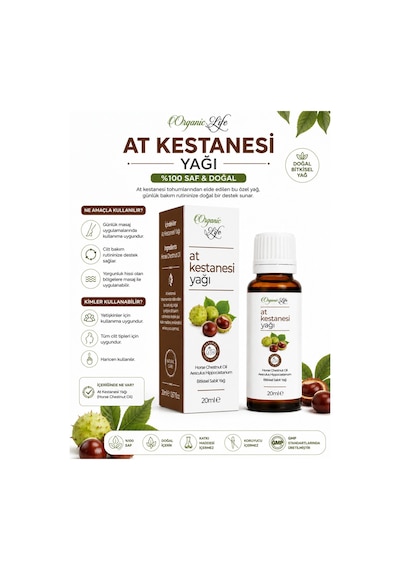%100 Doğal At Kestanesi Yağı 20 Ml - Sıkılaştırıcı Ve Ferahlatıcı Cilt Bakım Yağı