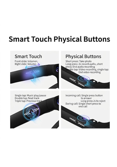 Cy03 Akıllı Kamera Ve Sesli Bluetooth Gözlük Wi-fi / Bt Bağlantılı, Kamera & Ses Kayıtlı Smart Glasses