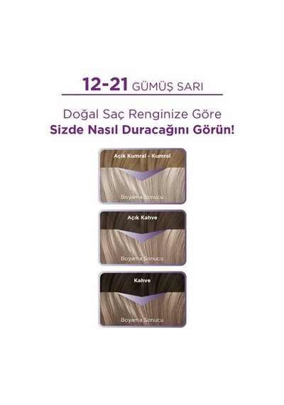 Gümüş Sarı Renk Saç Boyası 12-21, Parlak Ve Kalıcı Renk