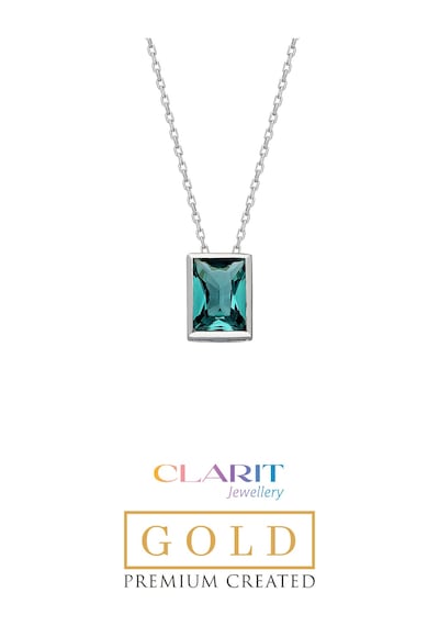 Clarit Serisi Created Paraiba Taşlı 8 Ayar Beyaz Altın Baget Kolye