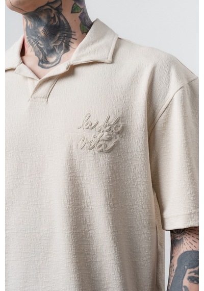 Respire Erkek La Dolce Vita Yazılı Regular Fit T-shirt Şort Takım Bej