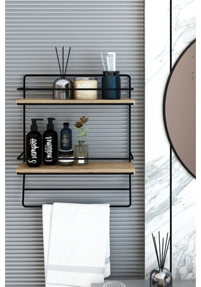 Sanremo Çok Amaçlı Dekoratif Banyo Mutfak Rafı.baharatlık Rafı Kahverengi