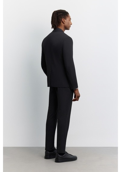Avva Erkek Siyah Mono Yaka Çıtçıt Kapama Kırışmayan Su İtici Teknik Kumaş Comfort Slim Fit Ceket A62y4000