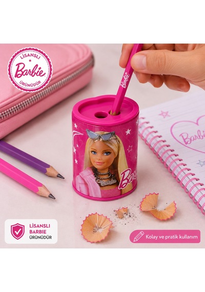 Bakgelal Lisanslı Barbie Metal Kalemtraş Hazneli Tekli Çocuk Okul Kırtasiye Kalem Açacağı - 9077831578214