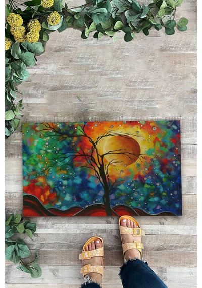 Valerine Life Masalsı Güneş Işıltılı Renklerin Dansı Welcome Hoş Geldiniz Kapı Önü Paspası 45x70cm Kahverengi