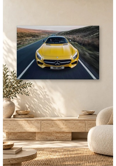 Fida Vadi Yolunda Sarı Mercedes-amg Gt Canvas Tablo Çok Renkli