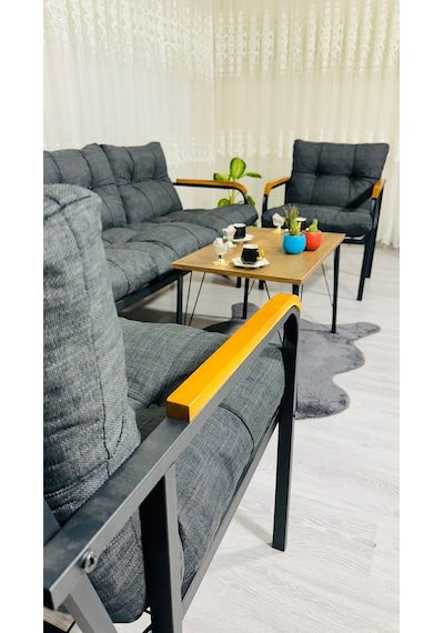 Madame Home Begonvil Balkon, Bahçe - Metal Kanepe Koltuk Takımı 3+1+1 + Sehpa Antrasit Madame Home Begonvil Balkon, Bahçe - Metal Kanepe Koltuk Takımı 3+1+1 + Sehpa Antrasit