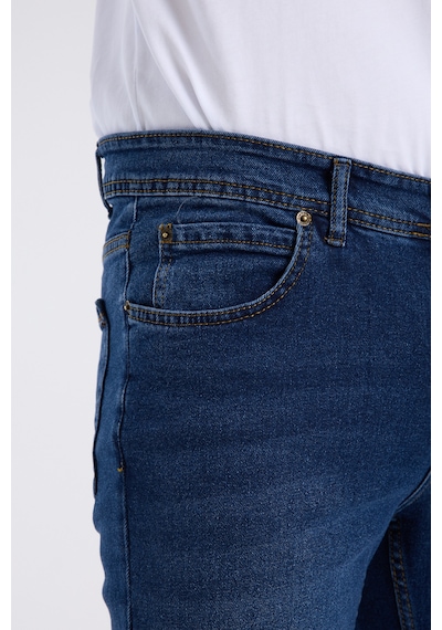 Erkek Pantolon Mavi Regular Fit Fermuarlı Jeans Mavi