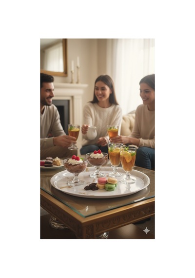 Mermer Desenli Büyük Servis Tepsisi - 36 Cm - Şık Sunum Tabağı - Dekoratif Kahve Ve Çay Tepsisi Çok Renkli