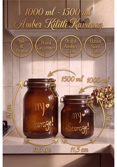 2'li Kilitli Cam Kavanoz Seti 1500 Ml + 1000 Ml Sızdırmaz Contalı Kapaklı Kalın Cam Erzak Saklama Kavanozu Paslanmaz Çelik Kilit Mekanizmalı Dekoratif Saklama Kabı Kahverengi Kahverengi 2'li Kilitli Cam Kavanoz Seti 1500 Ml + 1000 Ml Sızdırmaz Contalı Kapaklı Kalın Cam Erzak Saklama Kavanozu Paslanmaz Çelik Kilit Mekanizmalı Dekoratif Saklama Kabı Kahverengi Kahverengi
