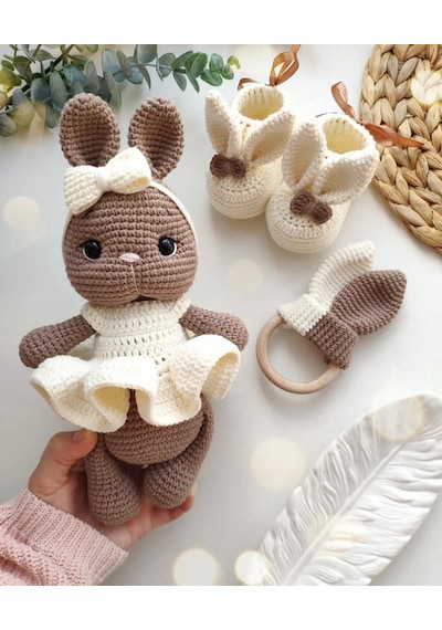 Amigurumi Tavşan 3 Lü Patikli Set