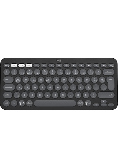 Logitech K380s Pebble Keys 2 Çoklu Cihaz Özellikli Bluetooth Türkçe Q Klavye - Siyah