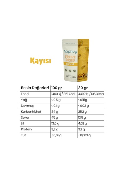 3'lü Freeze Dried Kayısı - Dondurularak Kurutulmuş Kayısı 30g X 3 1 Adet