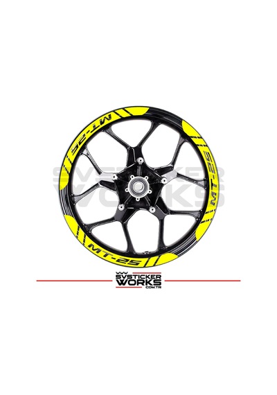 Yamaha Mt25 Jant Şeridi Geniş Sticker Dıştan İçe Kaliteli Yüksek Yapışkanlı Sticker Sarı