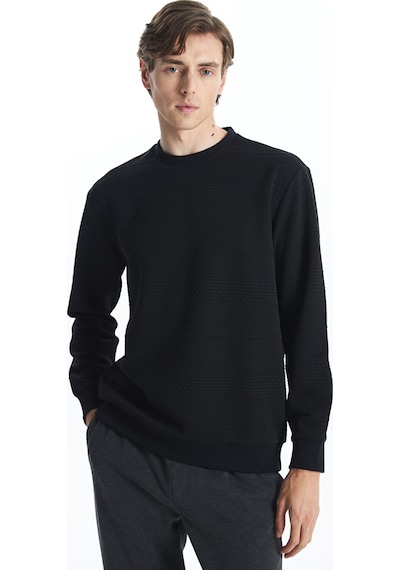 Lcw Vision Siyah Bisiklet Yaka Uzun Kollu Erkek Sweatshirt