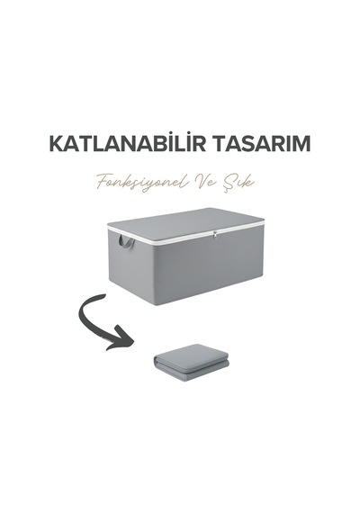 5'li Set - Antrasit Büyük Boy Baza Altı & Çekyat Altı Hurç 65 X 45 X 22 Cm Tela 45 X 65 Gri Tr Diğer