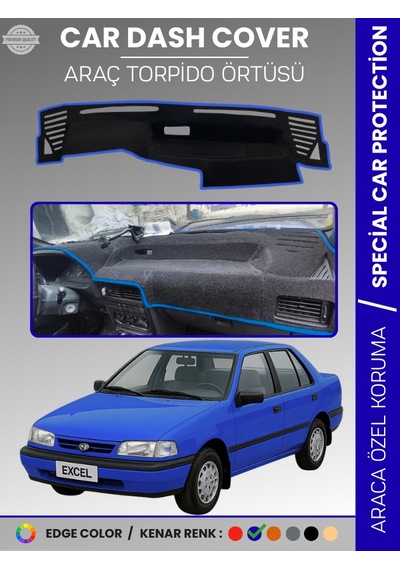 Hyundai Excel 1989-1994 Torpido Örtüsü Göğüs Koruma Araca Özel Uv Koruma Kolay Montaj - 906 Stiloto
