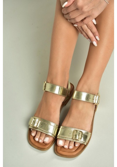 Fox Shoes U944834003 Altın Hakiki Deri Kadın Sandalet Altın-hakiki Deri