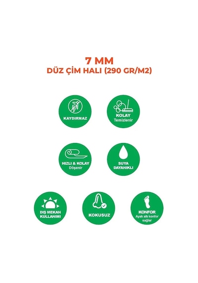 Çim Halı Yapay Çim Suni Çim Plastik Halı 7 Mm Yeşil
