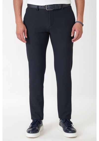 Comfort Fit Petek Dokuma Esnek Pamuklu Lacivert Pantolon P 1230