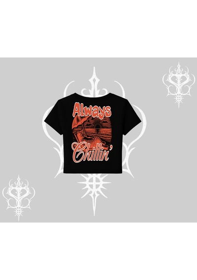 Tarzsokak Always Chillin Kedi Arka Baskılı Babby Tee Tshirt Siyah