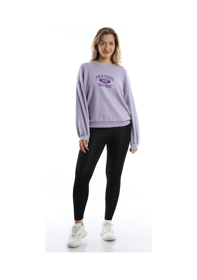 Kadın Polo State Baskılı 3 İplik Sweat Lila