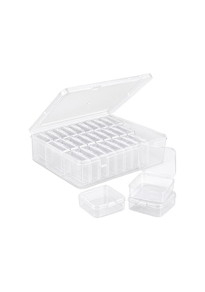 Compaxe P-serisi 24'lü Plastik Şeffaf Saklama Kutusu 24 Küçük + 1 Büyük Kutulu Set Beyaz