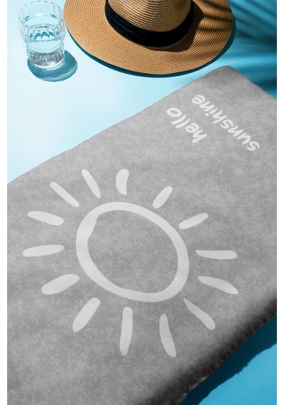 Dijital Baskı Plaj Deniz Havlusu Hello Sunshine Desenli Peştamal Hvl0002 Renkli