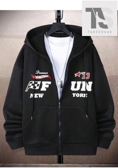 Adrift 23 New York Sweatshirt Fermuarlı Hırka Siyah