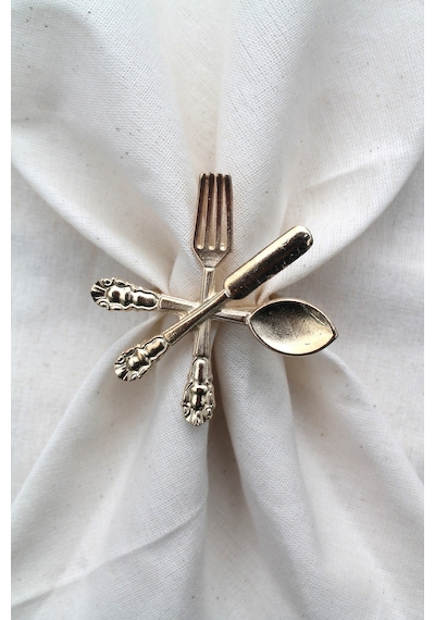 6 Adet Dekoratif Gold Food Style Peçete Halkası - Napkin Ring