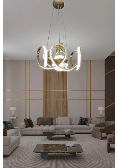 Melisa Modern Sarkıt Led Avize Powerled Lümen Gücü Yüksek - 3 Renk Kumandasız - Gold Gold