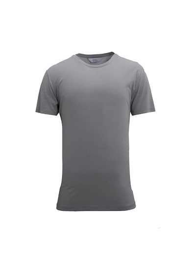 Uki Gri Modal Bisiklet Yaka T-shirt
