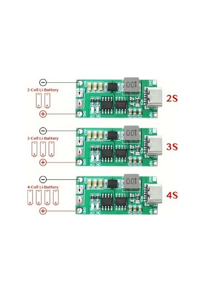 Sunshine022 2s 2a 18650 Lityum Pil 3s 4s Type-c 8.4v 12.6v 16.8v Step-up Şarj Cihazı