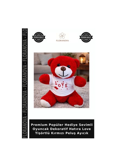 Premium Popüler Hediye Sevimli Oyuncak Dekoratif Hatıra Love Tişörtlü Kırmızı Peluş Ayıcık Çok Renkli