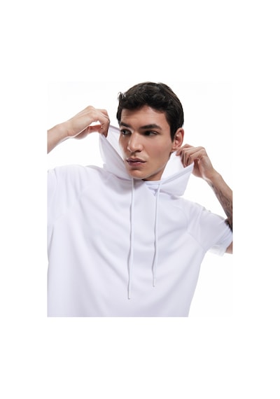 Koton Kısa Kollu Regular Fit Basic Kapşonlu Spor Tişört Beyaz 5sam10140nk Beyaz
