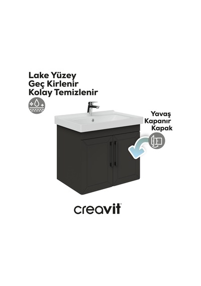 Creavit D20 65 Cm Kapaklı Lavabo Dolabı Antrasit Lake Kapak Antrasit Creavit D20 65 Cm Kapaklı Lavabo Dolabı Antrasit Lake Kapak Antrasit