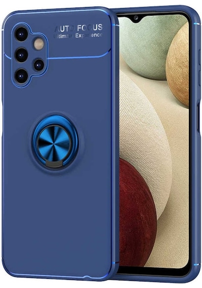 Kilifone - Galaxy A13 4g Uyumlu Kılıf Koruyucu Yüzüklü Karbon Ravel Silikon Kapak - Mavi - T20828