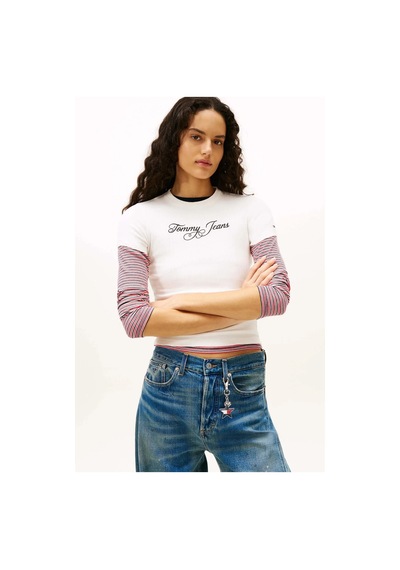 Tommy Jeans Kadın Tişört-dw0dw21838-12820 Beyaz