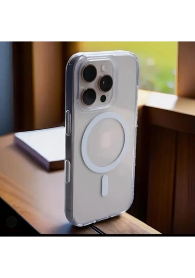 Apple Uyumlu iPhone 16 Pro Kılıf Magsafe Ve Şeffaf Gri