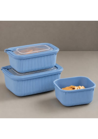 Vakumlu Silikon Kapaklı Plastik Saklama Kabı Seti, 3.5 Litre, Mikrodalga Ve Derin Dondurucu İçin Sefer Tası, Gıda Depolama Kutusu, Bpa İçermez 600/1100/1800 Ml Mavi, Dikdörtgen