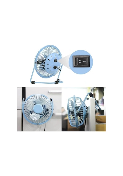 Masaüstü Metal Usb Fan, 360 Derece Dönüş, 90 Cm Kablo