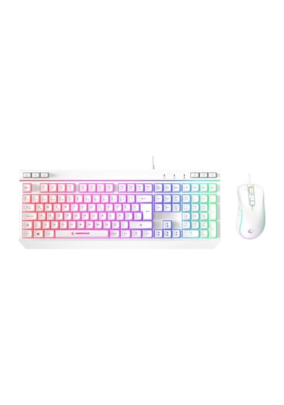 Rampage Km-r57 Seraphic Beyaz Rgb Klavye , 12800 Dpı Mouse + 30 25cm Mousepad Gaming 3lü Set Optik