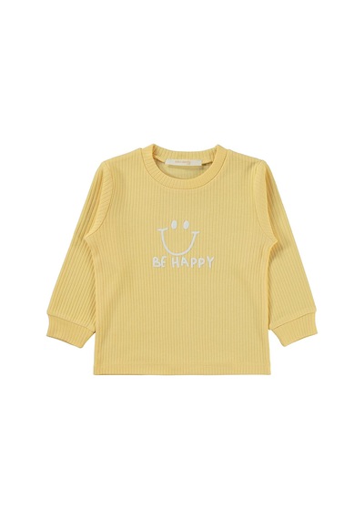 Minidamla Gülen Yüz Baskılı 1-7 Yaş Pijama Takımı - Sarı