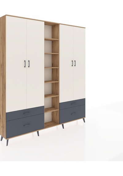 Arges Dolap 12 Raflı 4 Çekmeceli 2 Askılı 220x30x243 Çam-aytaşı/antrasit Aytası/antrasıt