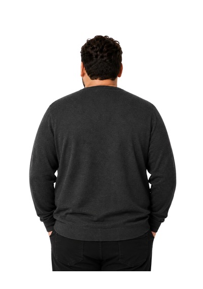 Battalmoda Erkek Büyük Beden Antrasit V Yaka Pamuklu Kazak 3xl-4xl-5xl-6xl