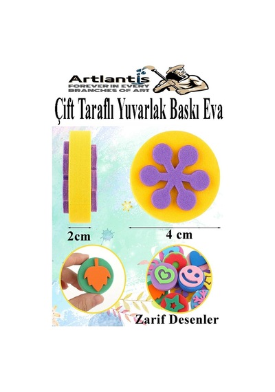 Eva Sünger Baskı Seti 10 Lu Çift Yönlü Yuvarlak 1 Paket 20 Çeşit Baskı Eva Şekilli Sünger Boya Damga Okul Öncesi Kreş