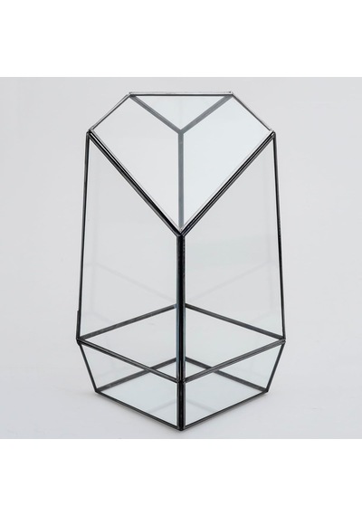 24x11x11cm Siyah Geometrik Teraryum Cam Fanus Takı Aksesuar Çikolata Kutusu Genel